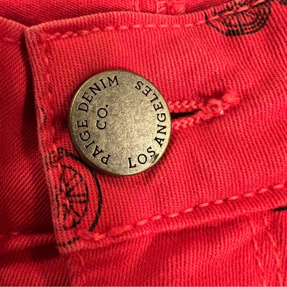 PAIGE Kylie Crop Bicycle Theme Skinny Jeans Red Black Size 26 - Picture 5 of 14